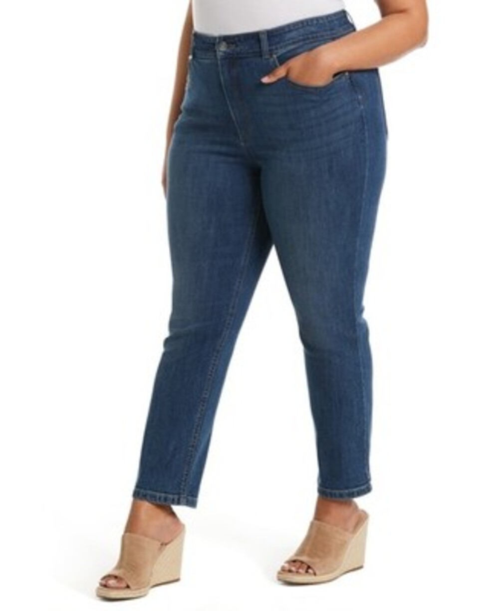 Rafaella Plus Size Modern Fit Straight Leg Jeans Women's 18W Coastal Zip/Button